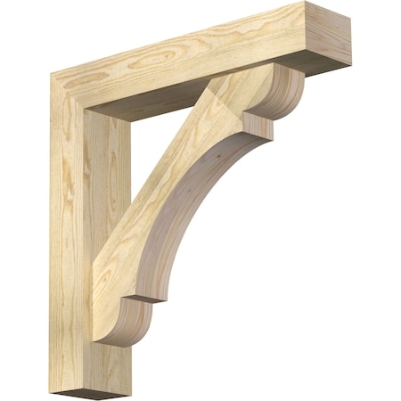 Ekena Millwork Olympic Block Rough Sawn Bracket w/ Offset Brace, Douglas Fir, 6"W x 28"D x 28"H BKT0604X28X28OLY05RDF